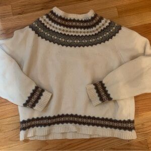 Cozy Cream Knit Sweater with Patterned Accents